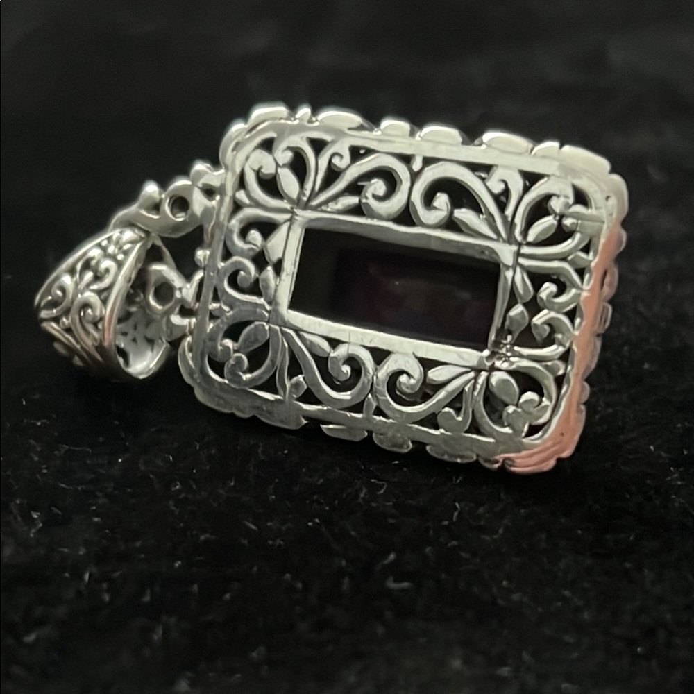 Sterling Silver scroll inlay with Mohave Turquoise pendant - Picture 3 of 5